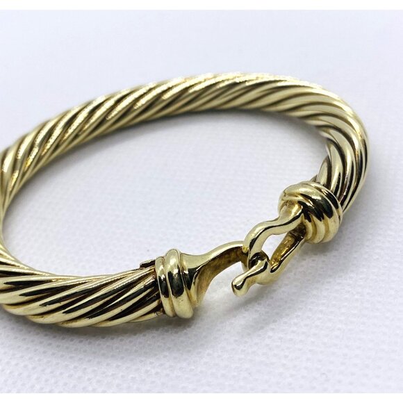 David Yurman Gold Cable Hook Bracelet 14K Gold 25.6g 5.5cm - Picture 2 of 12